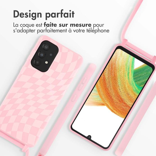 imoshion Coque design en silicone avec cordon Samsung Galaxy A33 - Retro Pink