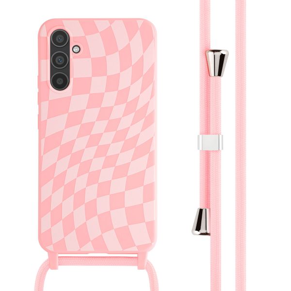 iMoshion Coque design en silicone avec cordon Samsung Galaxy A34 (5G) - Retro Pink