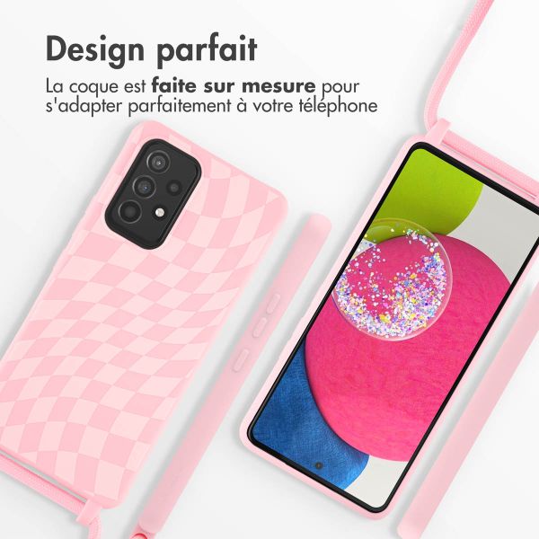 iMoshion Coque design en silicone avec cordon Samsung Galaxy A53 - Retro Pink