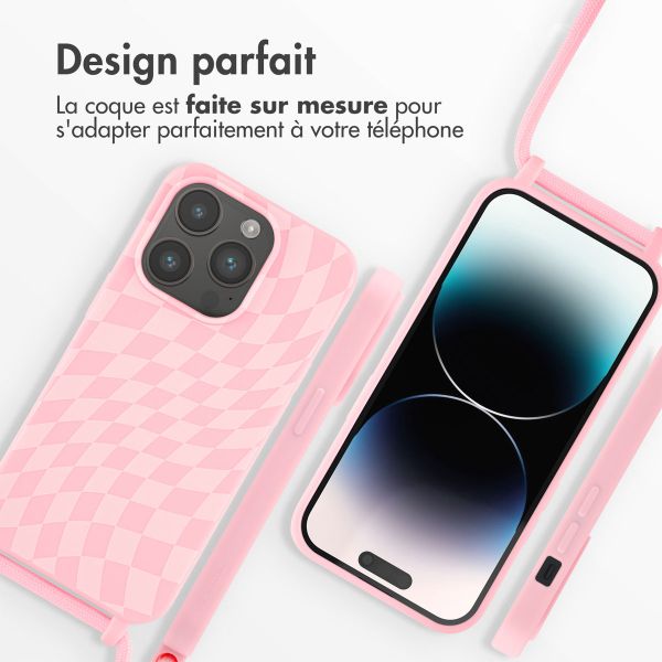 iMoshion Coque design en silicone avec cordon iPhone 14 Pro - Retro Pink