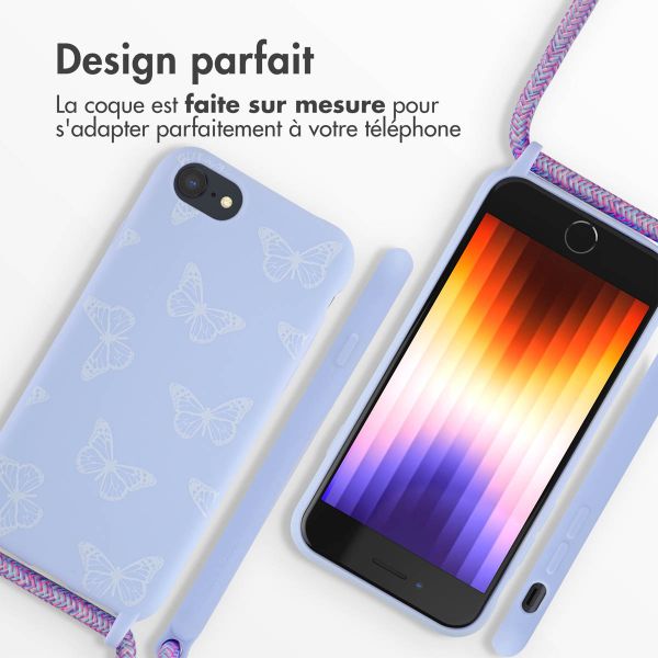 iMoshion Coque design en silicone avec cordon iPhone SE (2022 / 2020) / 8 / 7 - Butterfly