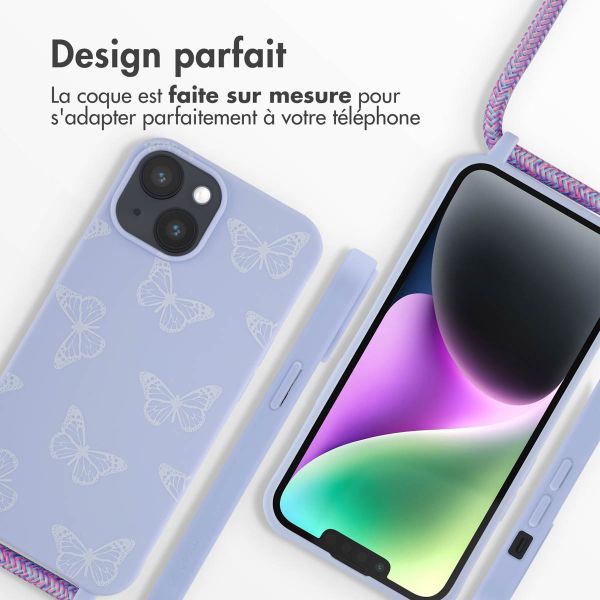 imoshion Coque design en silicone avec cordon iPhone 14 - Butterfly