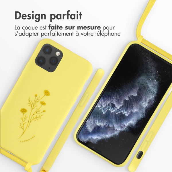 iMoshion Coque design en silicone avec cordon iPhone 11 Pro - Flower Yellow