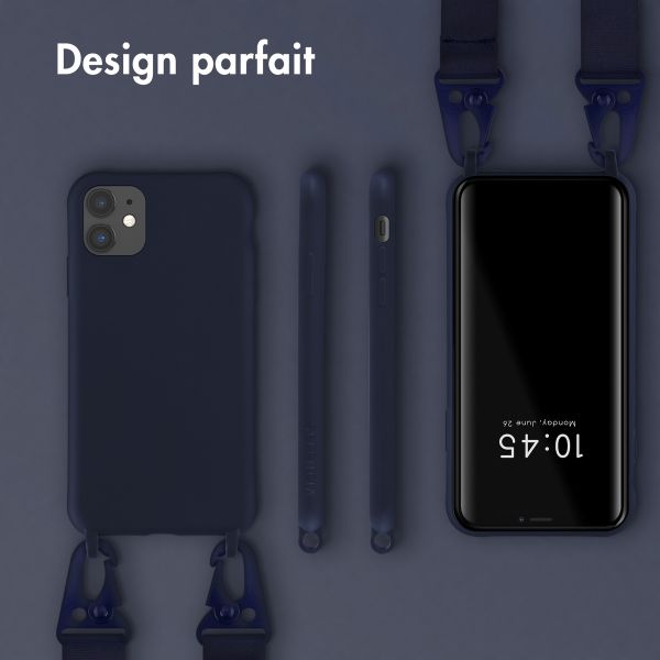 Selencia Coque silicone avec cordon amovible iPhone 11 - Bleu foncé