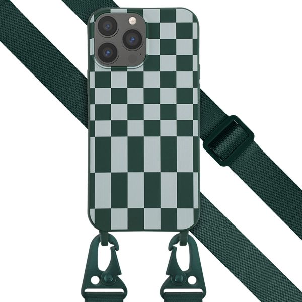 Selencia ﻿Coque design en silicone avec cordon amovible iPhone 13 Pro Max - Irregular Check Green