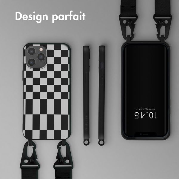 Selencia ﻿Coque design en silicone avec cordon amovible iPhone 12 Pro Max - Irregular Check Black