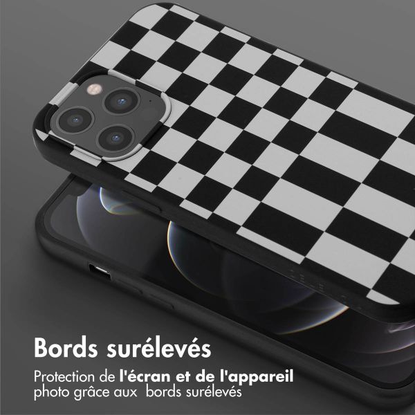 Selencia ﻿Coque design en silicone avec cordon amovible iPhone 12 Pro Max - Irregular Check Black