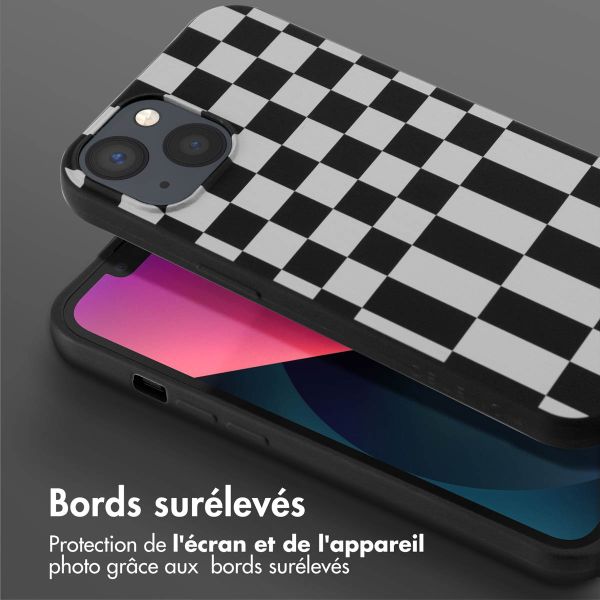 Selencia ﻿Coque design en silicone avec cordon amovible iPhone 13 - Irregular Check Black