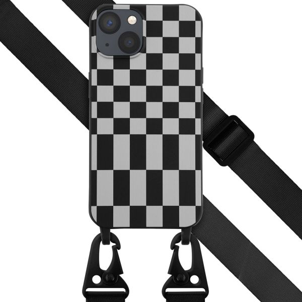 Selencia ﻿Coque design en silicone avec cordon amovible iPhone 13 - Irregular Check Black