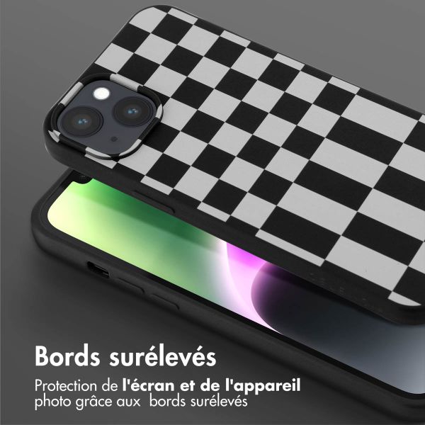 Selencia ﻿Coque design en silicone avec cordon amovible iPhone 14 Plus - Irregular Check Black