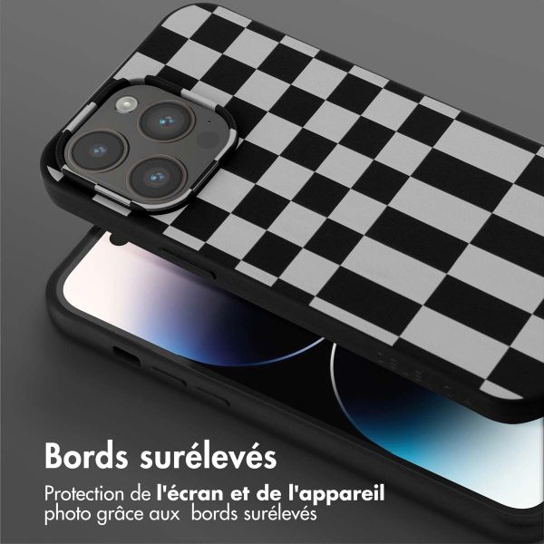 Selencia ﻿Coque design en silicone avec cordon amovible iPhone 14 Pro Max - Irregular Check Black