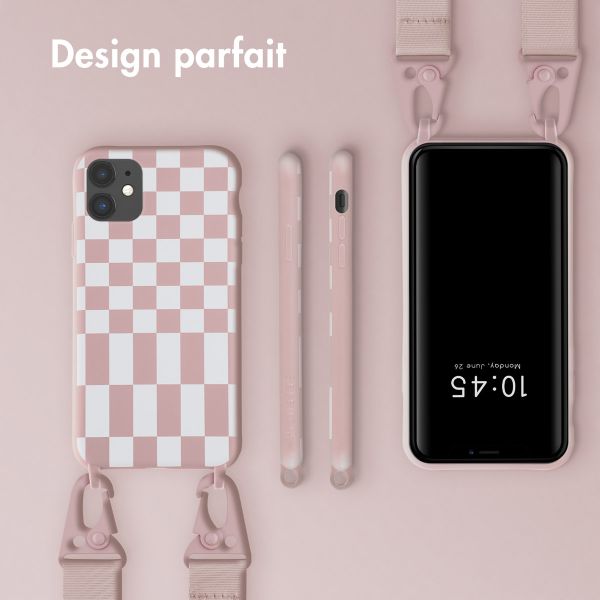 Selencia ﻿Coque design en silicone avec cordon amovible iPhone 11 - Irregular Check Sand Pink