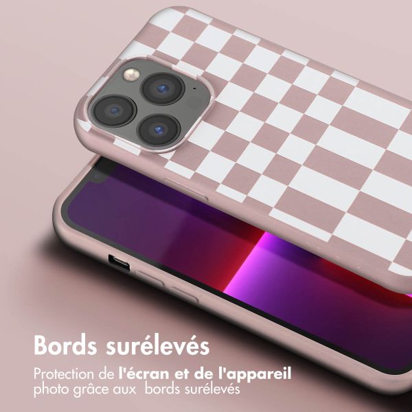 Selencia ﻿Coque design en silicone avec cordon amovible iPhone 13 Pro - Irregular Check Sand Pink