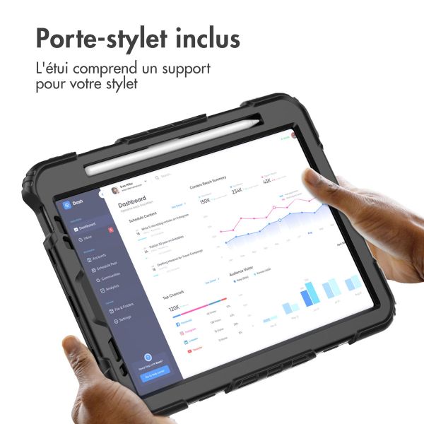 Accezz ﻿Coque arrière robuste avec bandoulière iPad Air 5 (2022) / Air 4 (2020) - Noir