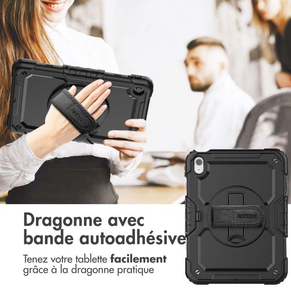 Accezz ﻿Coque arrière robuste avec bandoulière iPad 10 (2022) 10.9 pouces - Noir