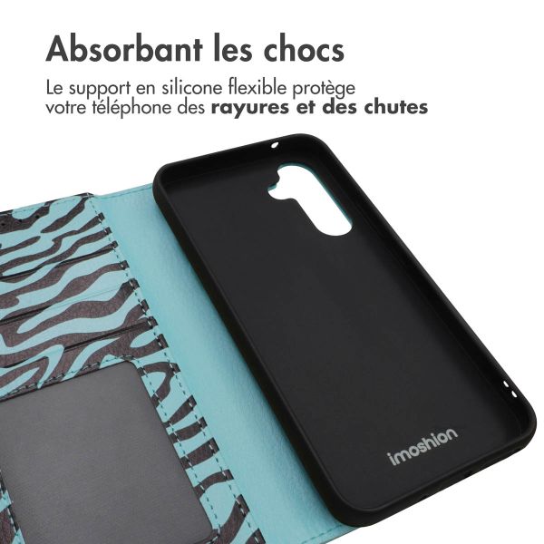 imoshion ﻿Étui de téléphone portefeuille Design Samsung Galaxy A54 (5G) - Black Blue Stripes