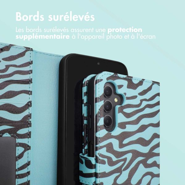 iMoshion ﻿Étui de téléphone portefeuille Design Samsung Galaxy A34 (5G) - Black Blue Stripes