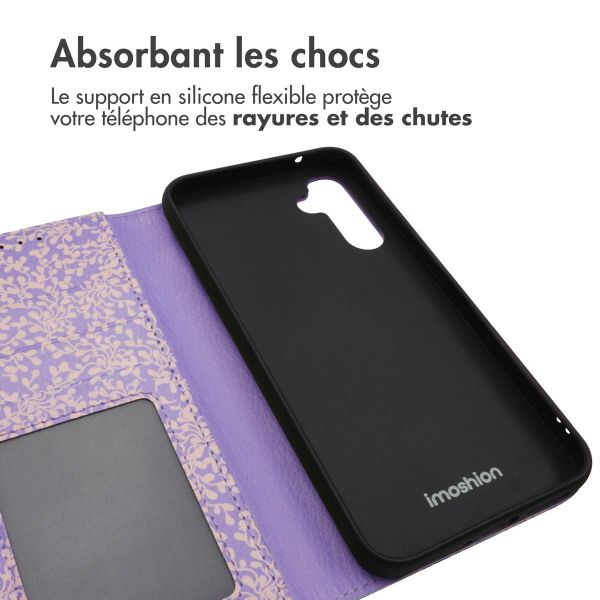 iMoshion ﻿Étui de téléphone portefeuille Design Samsung Galaxy A34 (5G) - Purple White Flowers