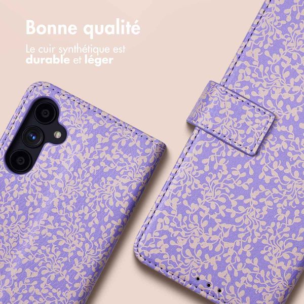 iMoshion ﻿Étui de téléphone portefeuille Design Samsung Galaxy A34 (5G) - Purple White Flowers