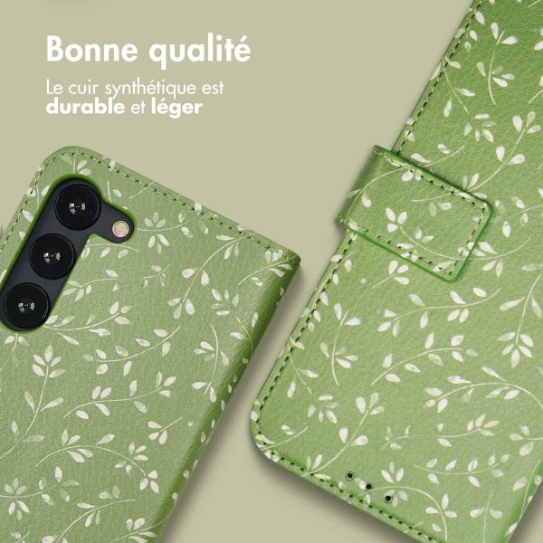 imoshion ﻿Étui de téléphone portefeuille Design Samsung Galaxy S23 - Green Flowers