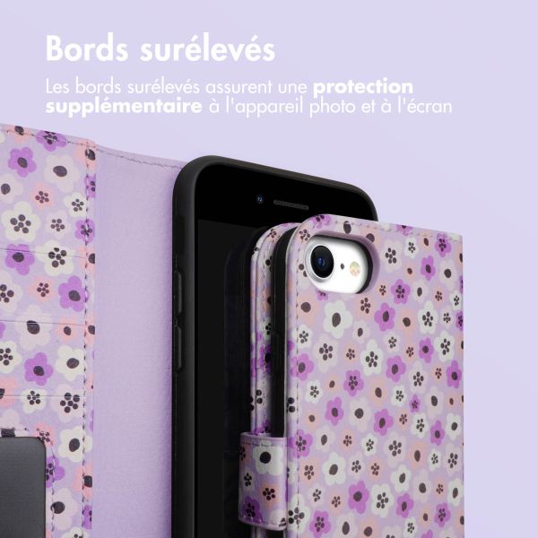 imoshion ﻿Étui de téléphone portefeuille Design iPhone SE (2022 / 2020) / 8 / 7 / 6(s) - Purple Flowers