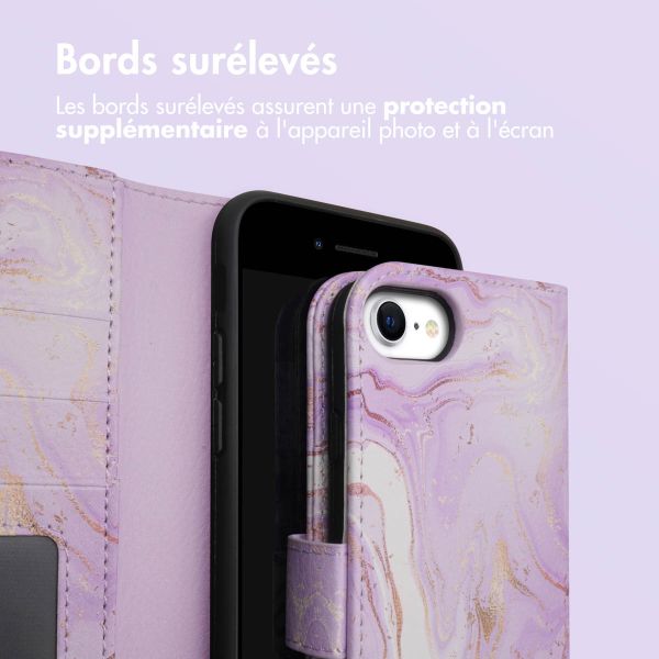 imoshion ﻿Étui de téléphone portefeuille Design iPhone SE (2022 / 2020) / 8 / 7 / 6(s) - Purple Marble