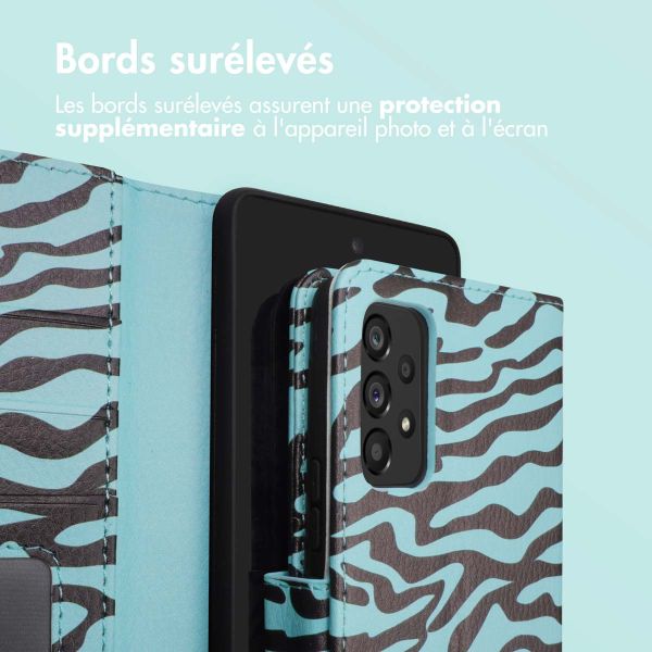 imoshion ﻿Étui de téléphone portefeuille Design Samsung Galaxy A53 - Black Blue Stripes