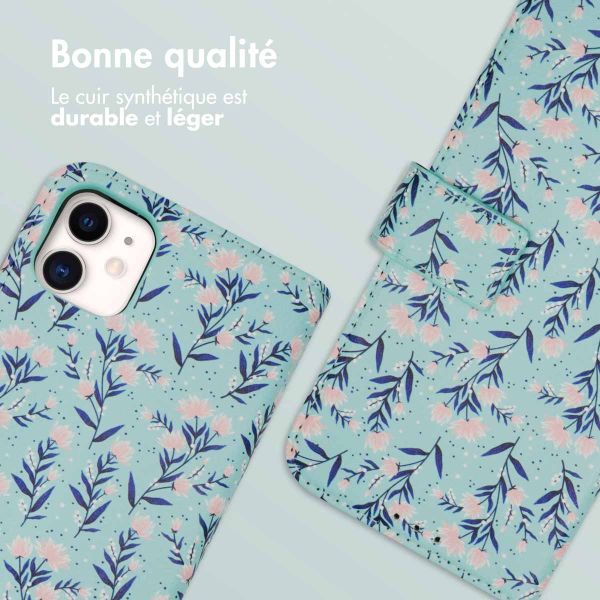 imoshion ﻿Étui de téléphone portefeuille Design iPhone 11 - Blue Flowers