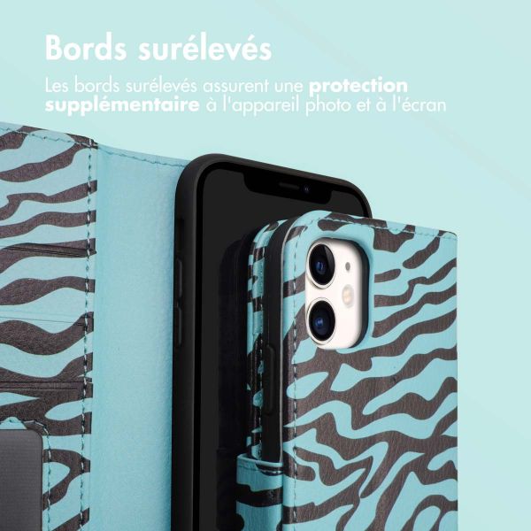 iMoshion ﻿Étui de téléphone portefeuille Design iPhone 11 - Black Blue Stripes