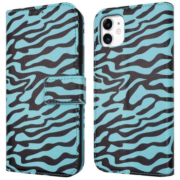 iMoshion ﻿Étui de téléphone portefeuille Design iPhone 11 - Black Blue Stripes