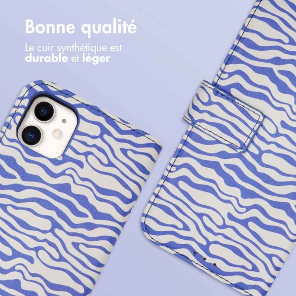 iMoshion ﻿Étui de téléphone portefeuille Design iPhone 11 - White Blue Stripes