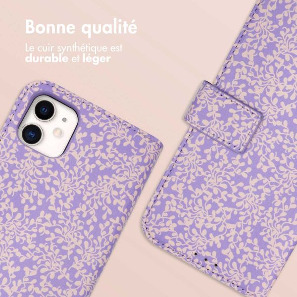 iMoshion ﻿Étui de téléphone portefeuille Design iPhone 11 - Purple White Flowers