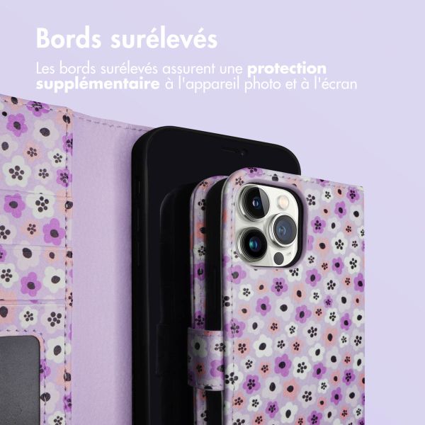 iMoshion ﻿Étui de téléphone portefeuille Design iPhone 12 (Pro) - Purple Flowers