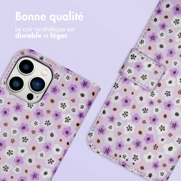 iMoshion ﻿Étui de téléphone portefeuille Design iPhone 12 (Pro) - Purple Flowers