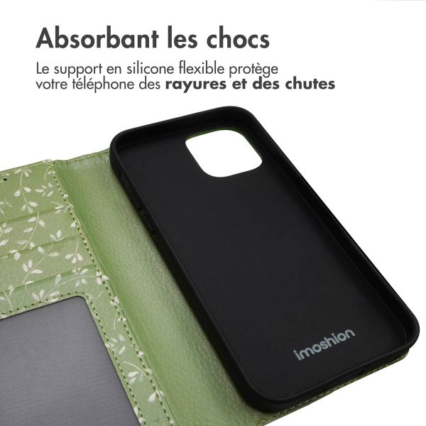 imoshion ﻿Étui de téléphone portefeuille Design iPhone 12 (Pro) - Green Flowers