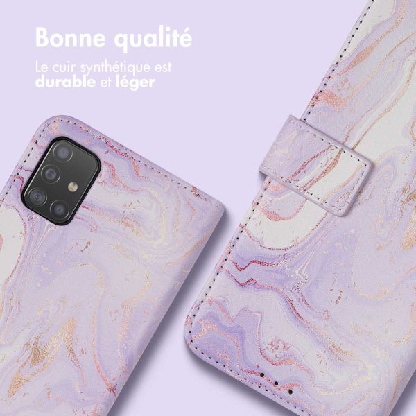 imoshion ﻿Étui de téléphone portefeuille Design Samsung Galaxy A51 - Purple Marble