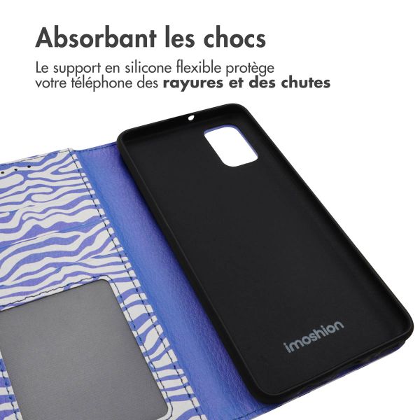 iMoshion ﻿Étui de téléphone portefeuille Design Samsung Galaxy A41 - White Blue Stripes