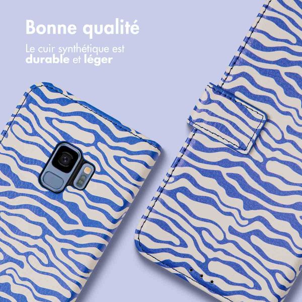 imoshion ﻿Étui de téléphone portefeuille Design Samsung Galaxy S9 - White Blue Stripes