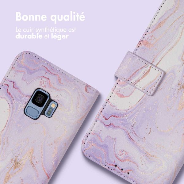 iMoshion ﻿Étui de téléphone portefeuille Design Samsung Galaxy S9 - Purple Marble