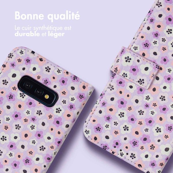 iMoshion ﻿Étui de téléphone portefeuille Design Samsung Galaxy S10e - Purple Flowers