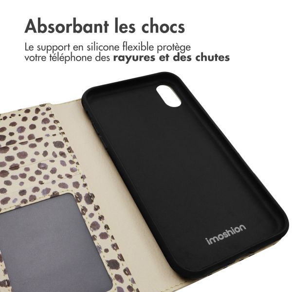 imoshion ﻿Étui de téléphone portefeuille Design iPhone Xr - Black And White Dots