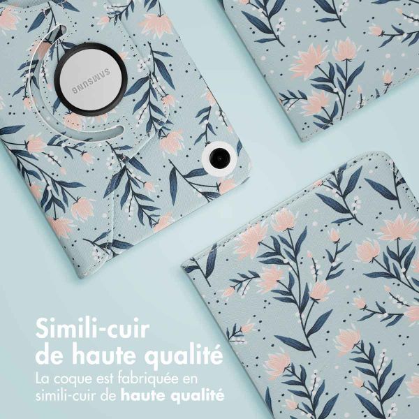 iMoshion Coque tablette Design rotatif à 360° Samsung Galaxy Tab A9 8.7 pouces - Flowers