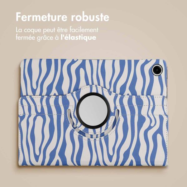 iMoshion Coque tablette Design rotatif à 360° Samsung Galaxy Tab A9 Plus - White Blue Stripes