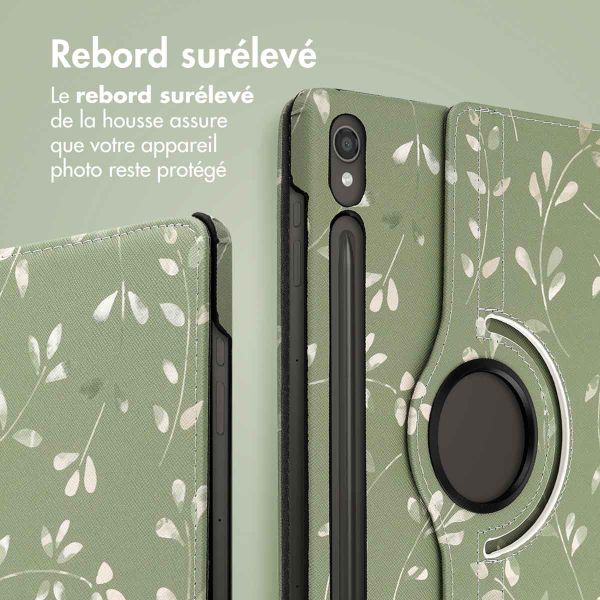 imoshion Coque tablette Design rotatif à 360° Samsung Galaxy Tab S9 11.0 pouces - Green Flowers