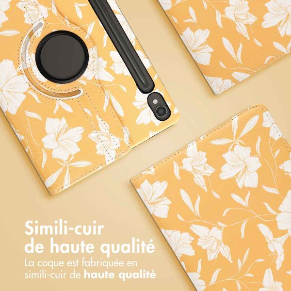 iMoshion Coque tablette Design rotatif à 360° Samsung Galaxy Tab S9 - Yellow Flowers