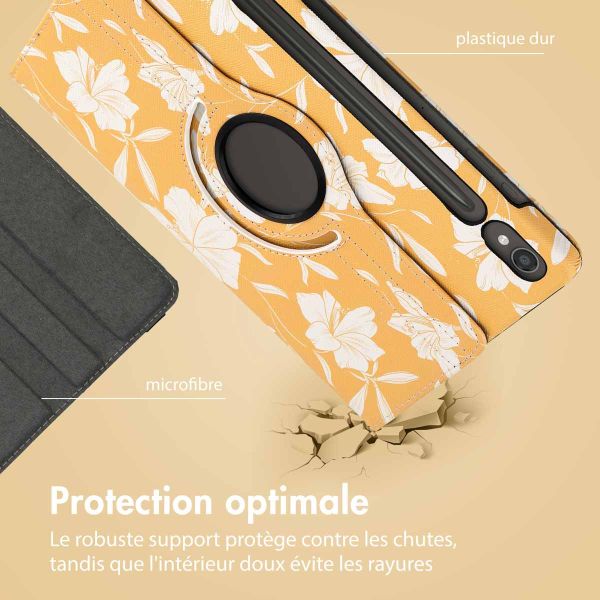 iMoshion Coque tablette Design rotatif à 360° Samsung Galaxy Tab S9 - Yellow Flowers