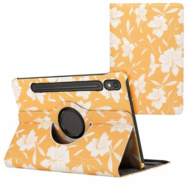 iMoshion Coque tablette Design rotatif à 360° Samsung Galaxy Tab S9 - Yellow Flowers