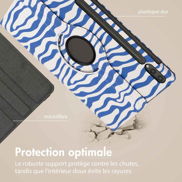 imoshion Coque tablette Design rotatif à 360° Samsung Galaxy Tab S9 Plus - White Blue Stripes