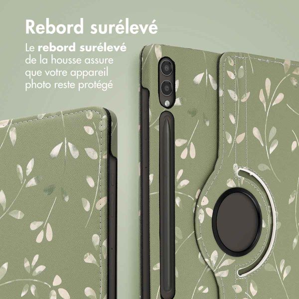 imoshion Coque tablette Design rotatif à 360° Samsung Galaxy Tab S9 Plus - Green Flowers