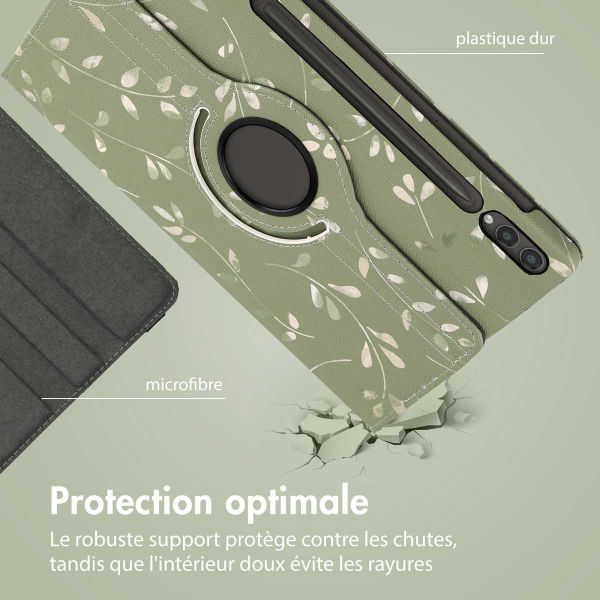 imoshion Coque tablette Design rotatif à 360° Samsung Galaxy Tab S9 Plus - Green Flowers